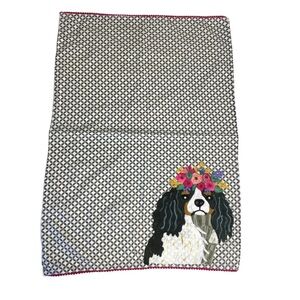 KARMA LIVING Cavelier King Charles 19"x27" Cotton Embroidered‎ Tea Dish Towel.